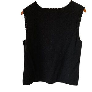 Apostrople XL Black Cotton Knit Sleeveless Top Crochet Accents Whimsigoth